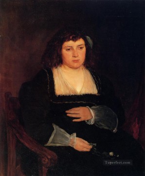 忘れな草を持つ女性の肖像画 フランク・デュベネック Oil Paintings